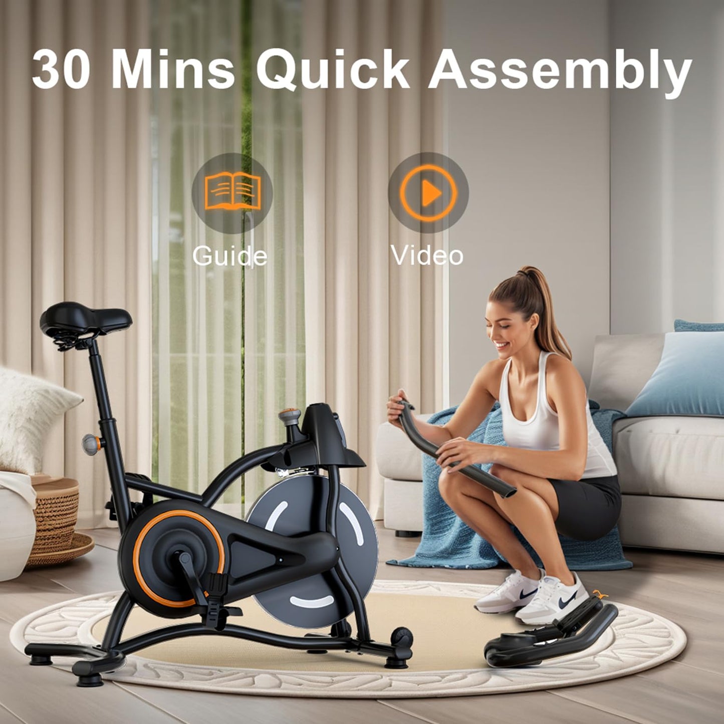 Exercise Bike,Stationary Bikes for Home,Adjustable Workout Bike, Professional Exercise Bikes for Home, Efficient Workout Bike with Smartphone Mount & Digital Pulse Display