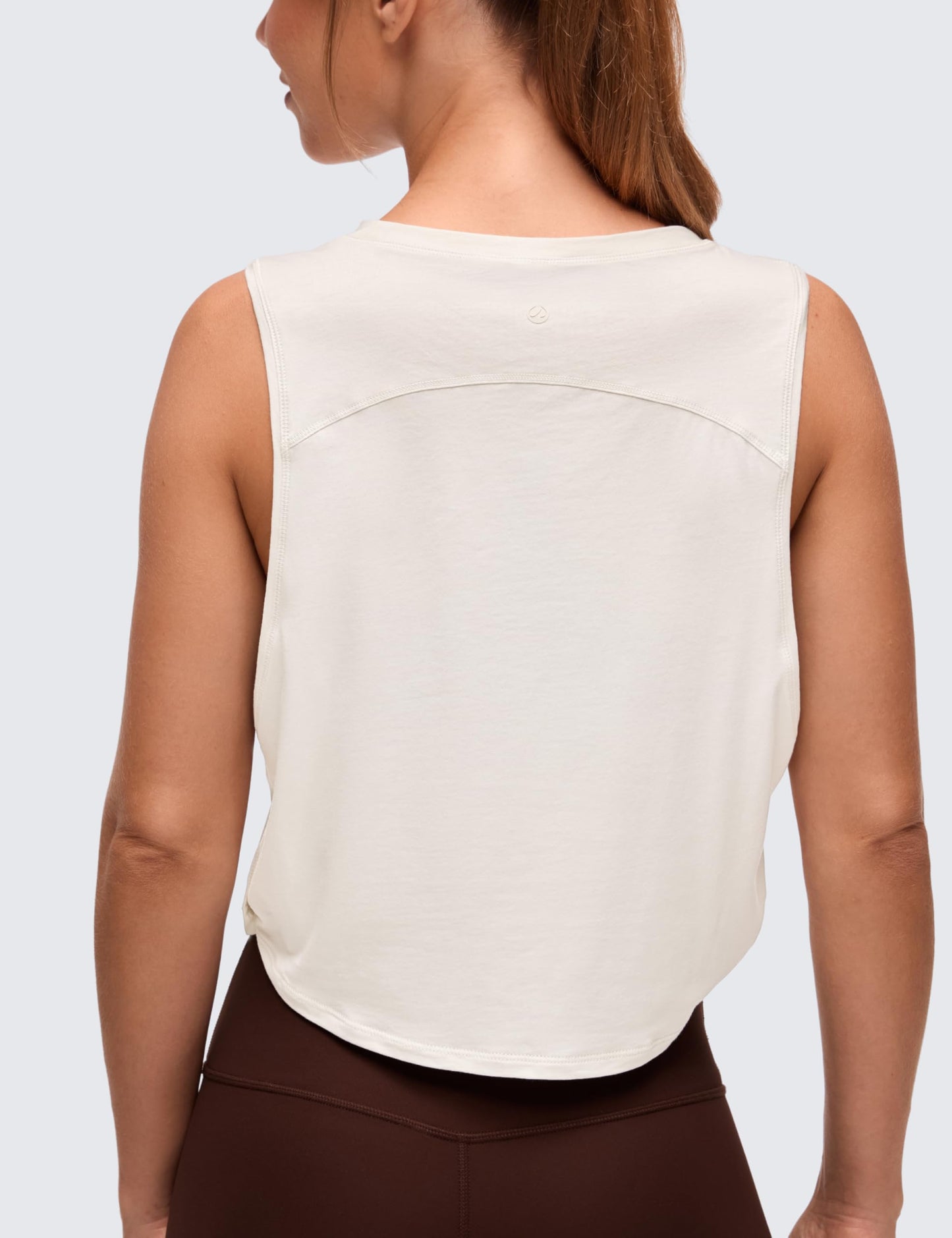 CRZ YOGA Pima Cotton Large Armhole Tank Tops for Women - Workout Sport Athletic Yoga Running Gym Loose Crop Sleeveless Shirts Milky White (Bone) XX-Small
