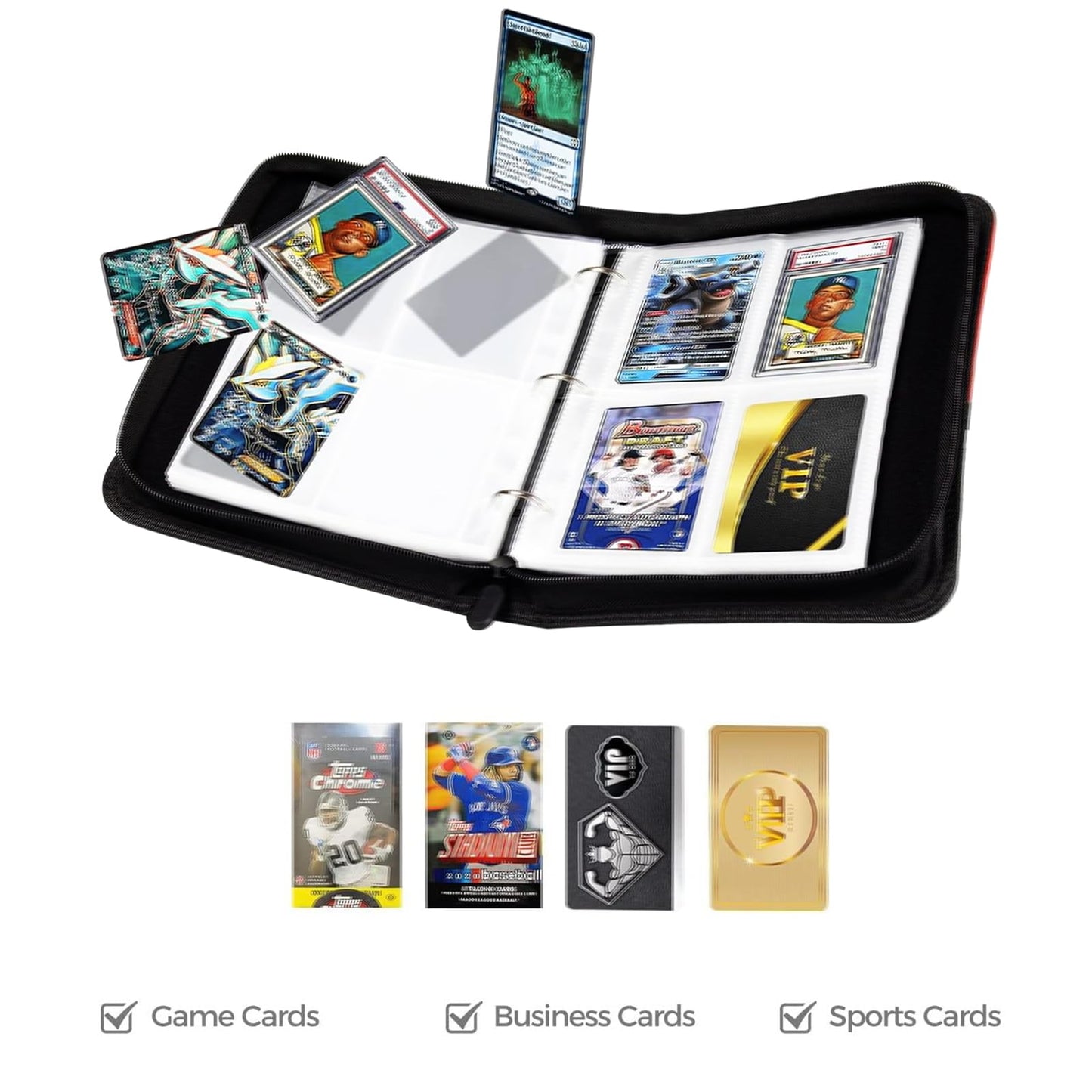 Football Card Binder with Sleeves, 400 Pockets Football Card Holder Protectors Albums, Card Storage Organizer Case Compatible with Trading Card and Other Sports Cards