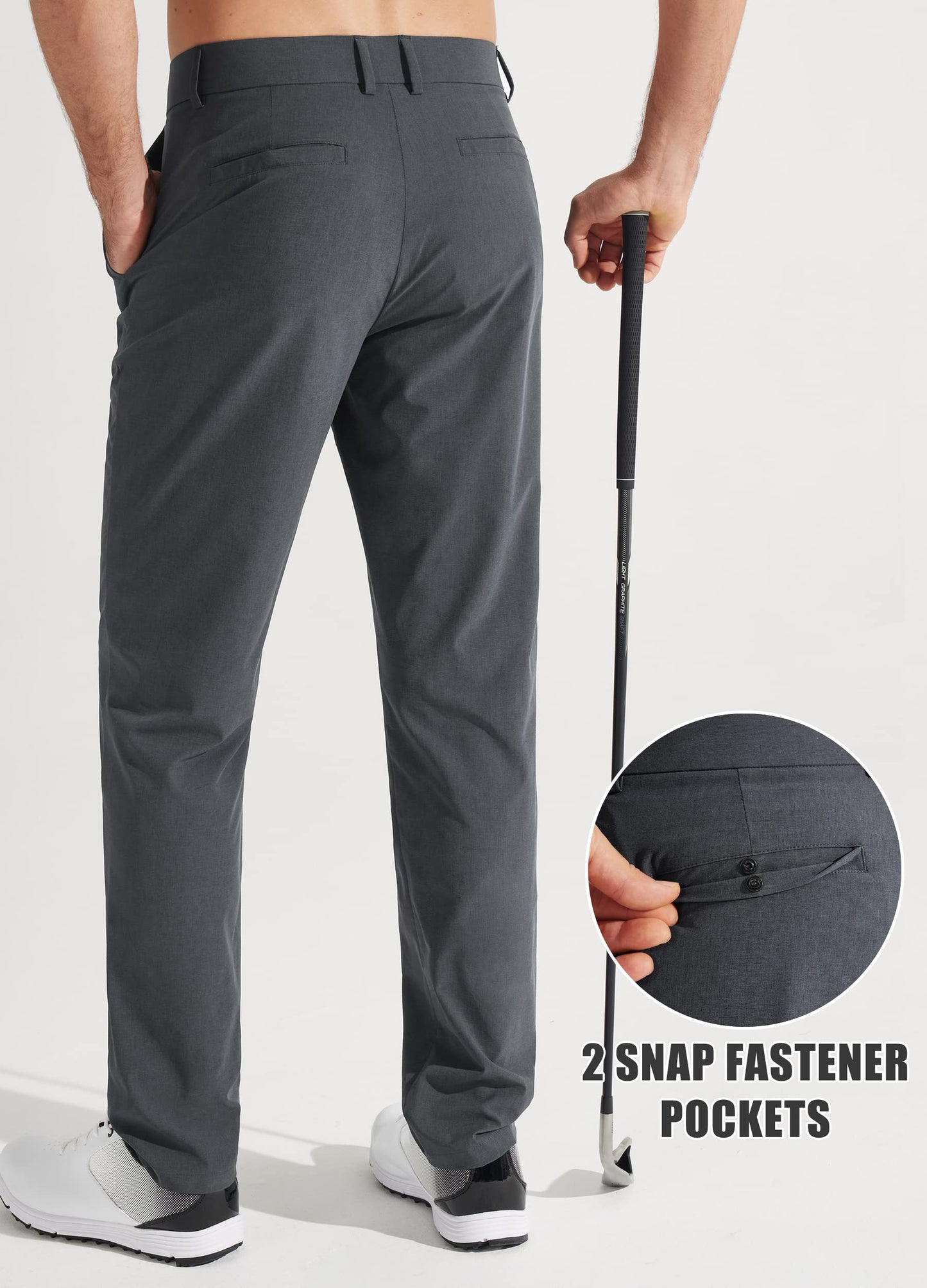 Libin Mens Golf Pants Classic Fit Stretch Work Dress Pants 32" Quick Dry Lightweight Business Casual Trousers Comfort Water Resistant, Iron Grey, 38W x 32L