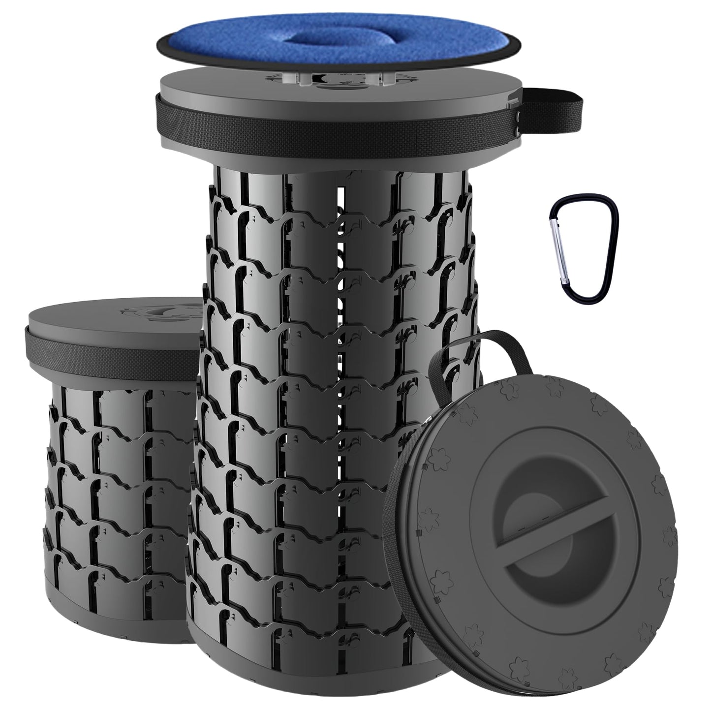 ALEVMOOM Upgraded XXL 19.7" Collapsible Stool, Heavy Duty Portable Folding Stool Max Load 1000 lbs, Retractable Telescoping Foldable Seat for Camping Fishing Hiking Travel BBQ