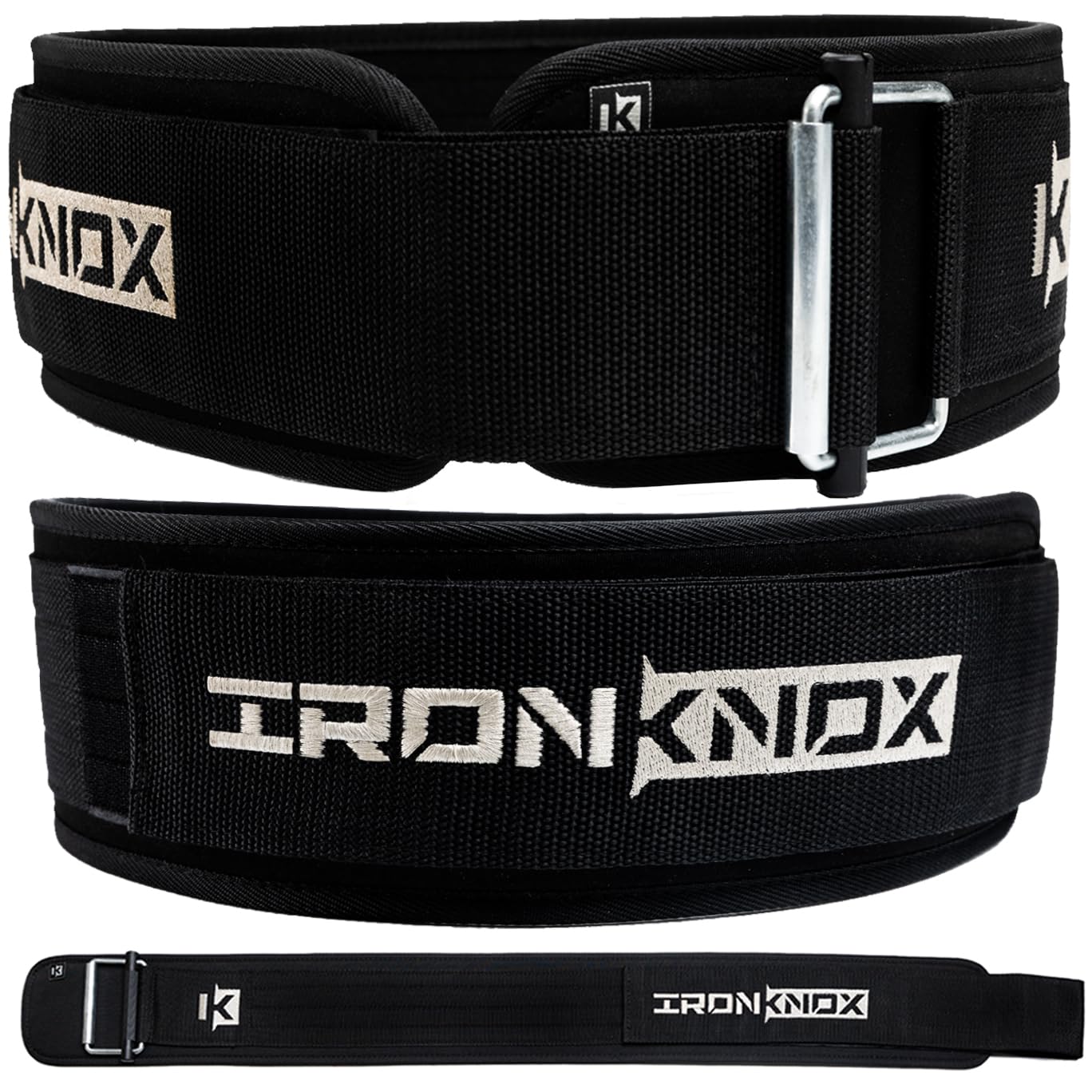 IronKnox Premium Weight Lifting Belt, 4 Inch Weight Belt for Men and Women with Self Locking Metal Buckle for Maximum Support, Weightlifting Belt for Squat or Deadlift, Durable Gym Belt for Men (Black, Large)