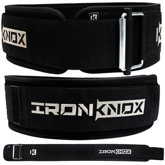 IronKnox Premium Weight Lifting Belt, 4 Inch Weight Belt for Men and Women with Self Locking Metal Buckle for Maximum Support, Weightlifting Belt for Squat or Deadlift, Durable Gym Belt for Men (Black, Large)