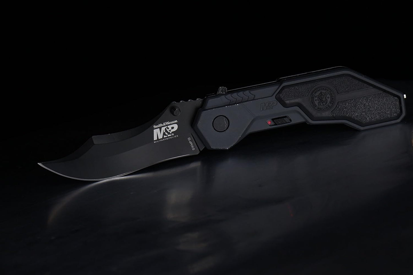 Smith & Wesson M&P SWMP1B 7.1in High Carbon S.S. Folding Knife with 2.9in Clip Point Blade and Aluminum Handle for Tactical, Survival and EDC
