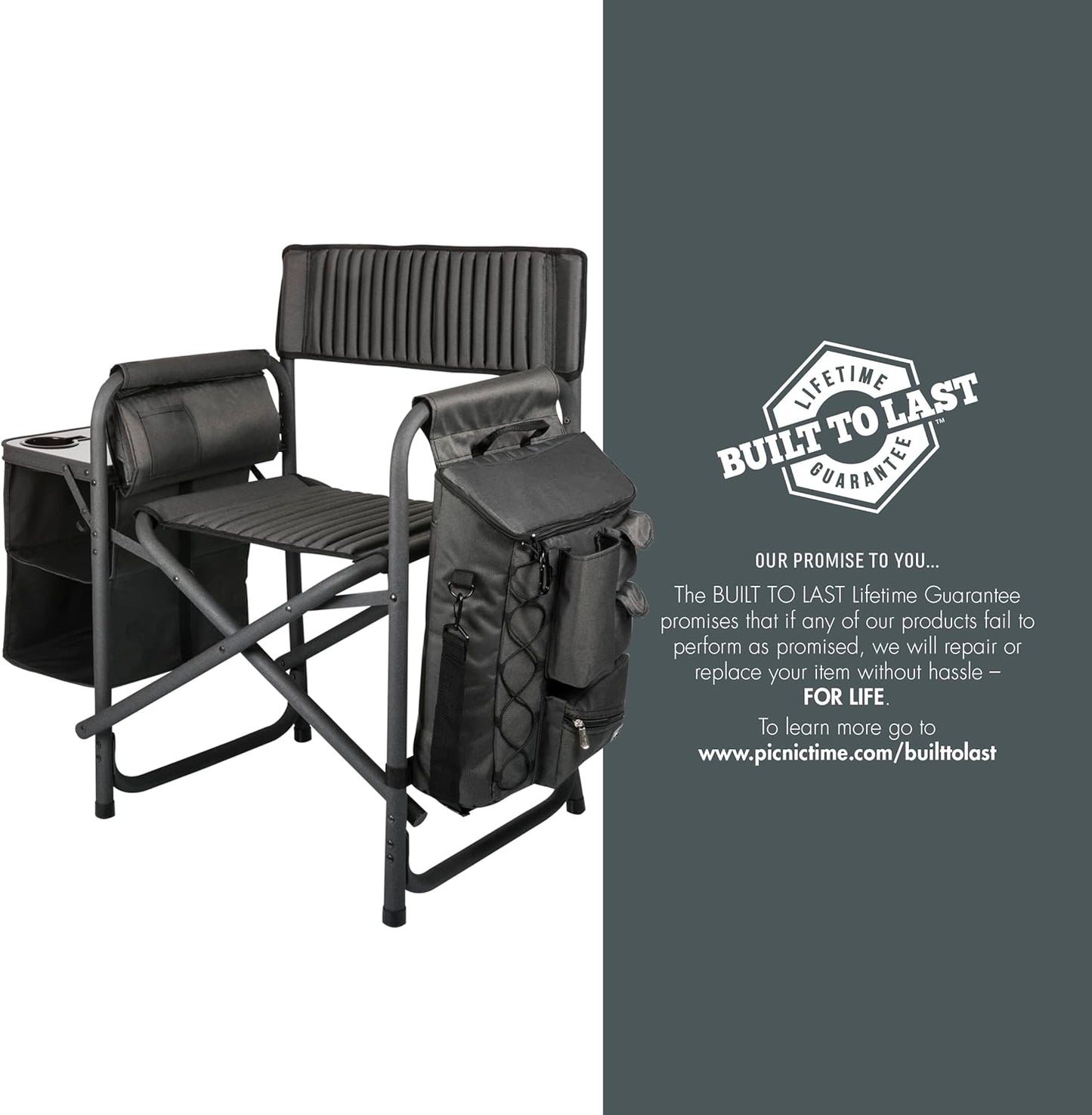 ONIVA - a Picnic Time Brand Fusion Original Design Outdoor Folding Chair, Gray with Black Frame , 33 x 7 x 21