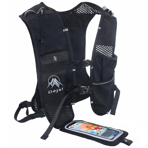 Running Vest for Women Men, Lightweight (194g/8 Bags) Hydration Backpack Running Phone Holder Vest for Hiking Trail Cycling Race Marathon Runners Essentials (Black, Adjustable)