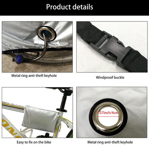 Dafape Bike Cover, Waterproof Bicycle Rain Cover for Outdoor Mountain Road Bike Sun Outside Storage with Lock Hole (Black)