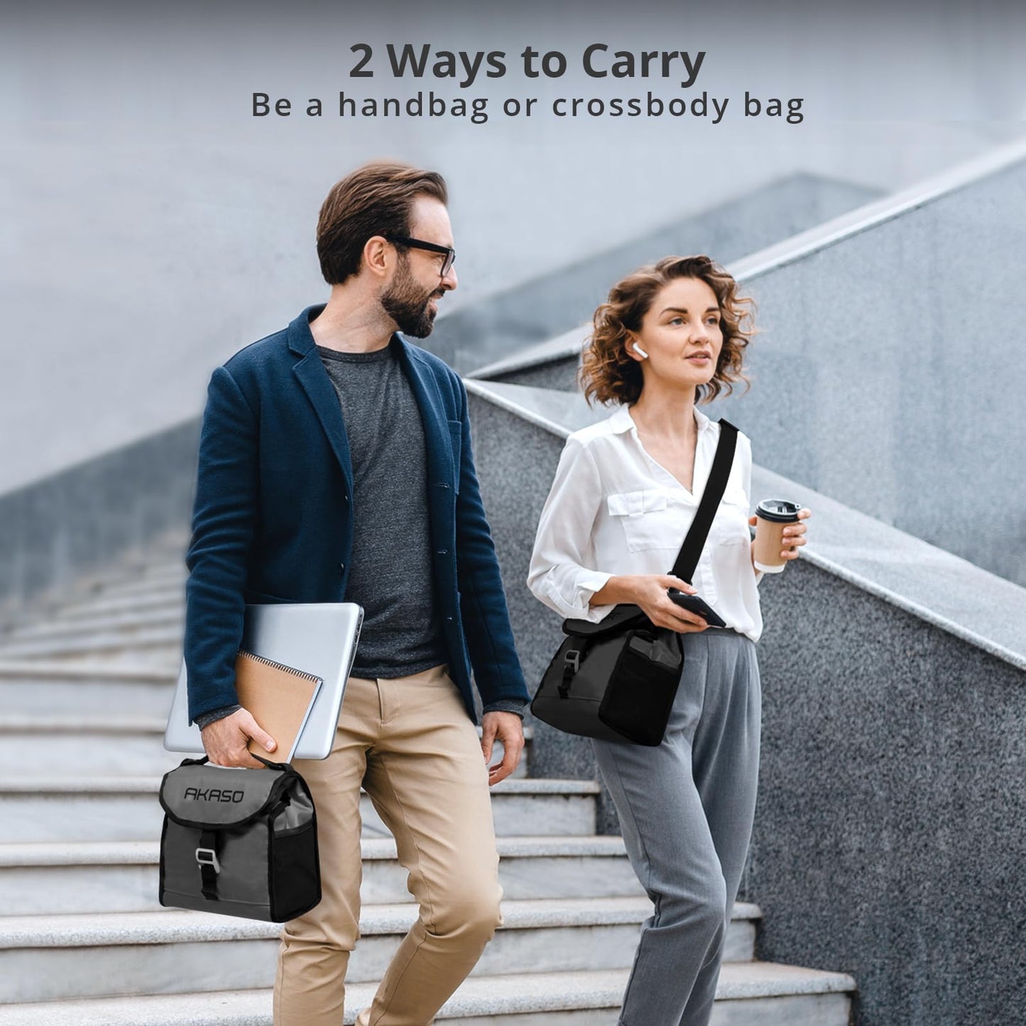 AKASO 12 Can Small Lunch Bag for Men Collapsible Leakproof Small Cooler Bag with Adjustable Shoulder Strap for Office,Work,Picnic,Camping(Dark Gray)