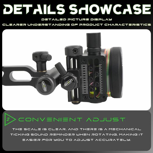 Precise Compound Bow Sight - 5-Pin Bow Sights for Compound Bows, 0.019" Pins CNC Aluminum, Anti-Glare Design‌ for Right Hand Hunters Outdoor Hunting (Short Frame‌)