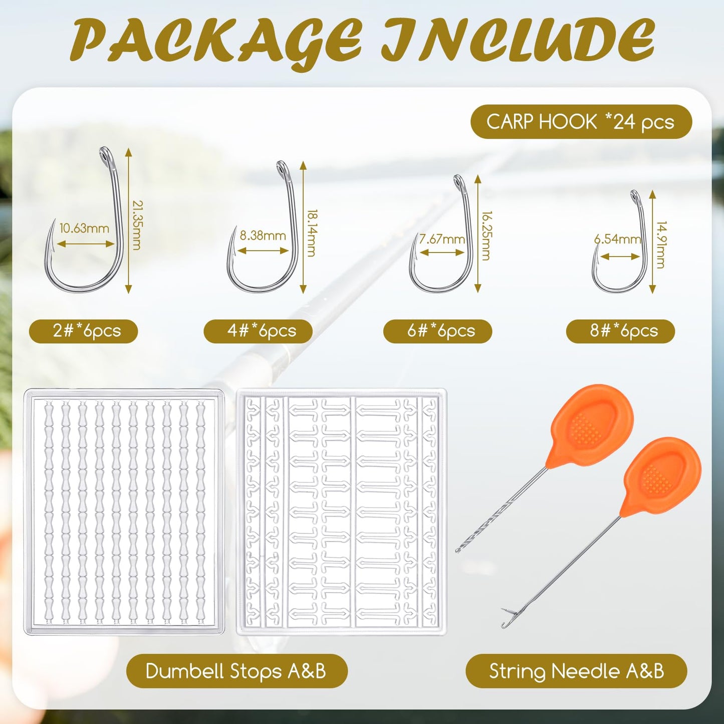 Silipull 88 Pcs Carp Fishing Hair Rigs Kit Includes 24 Curved Barbed Carp Hook 50 Fake Corn Lures 2 Line Bait Stopper 2 Needle 8 Inline Method Feeders 2 Quick Release Mold Fishing Accessories