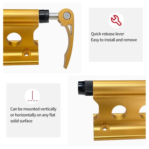 Sutekus Bike Fork Mount Universal Quick Release Fork Block Mounts Bicycle Car Roof Mount Rack for Truck Trailer Vans Vehicles (Gold)