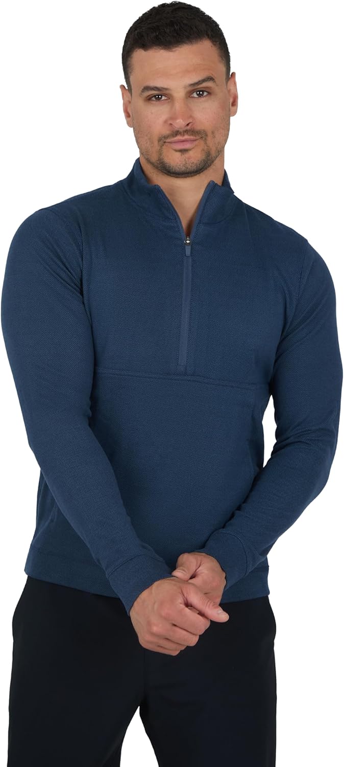 90 Degree By Reflex Soft Half Zip Pullover Long Sleeve Workout Running Shirt for Men