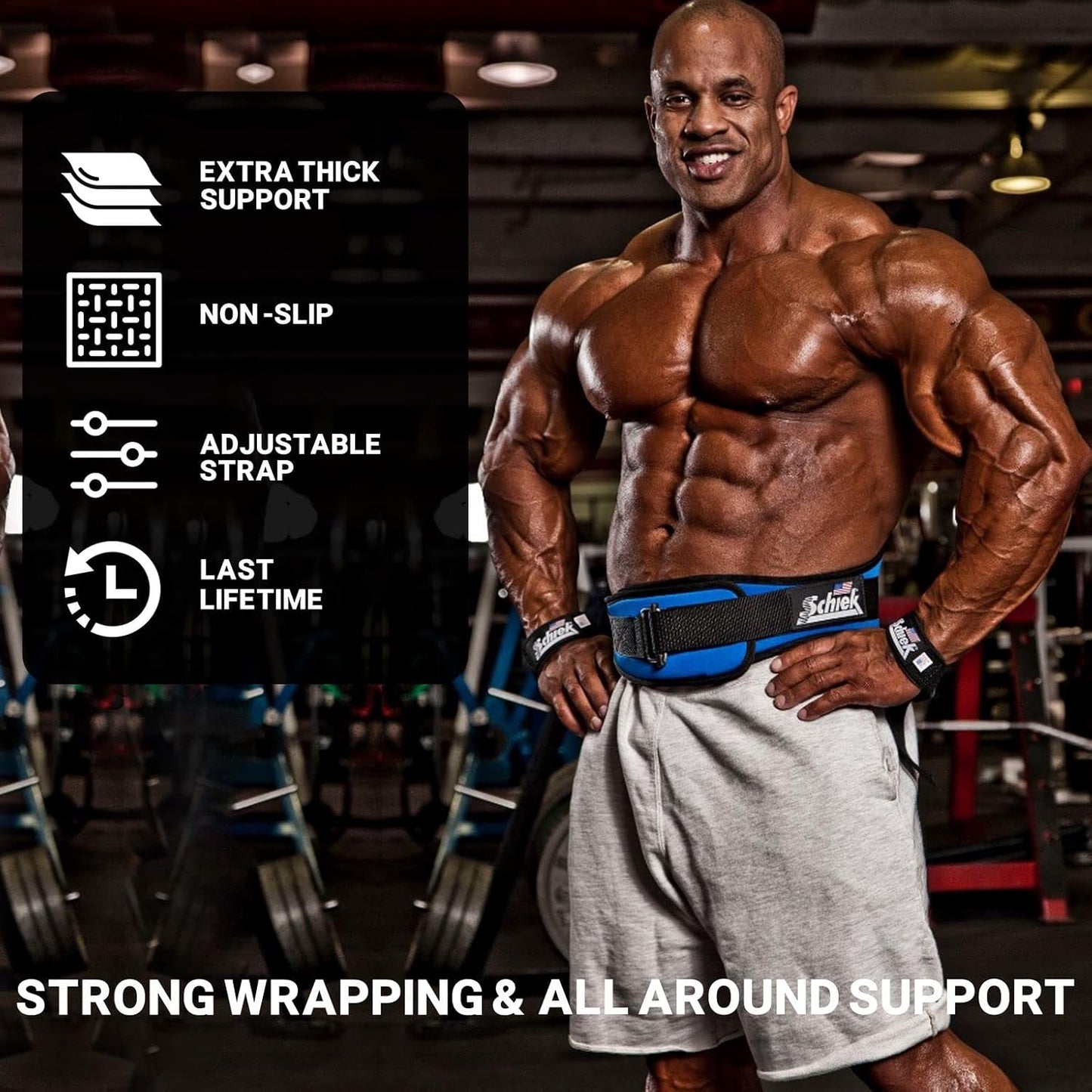 Schiek Sports Model 1000-BLS Basic 20" Lifting Straps - Black