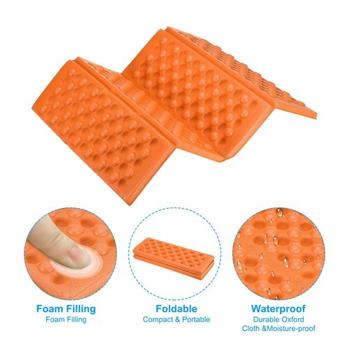 PATIKIL 15"x10.6"x0.4" Foldable Hiking Seat Pad, 2 Pack XPE Cushion Sitting Pads Foam Mat Waterproof for Outdoor Camping Picnic Stadium, Orange