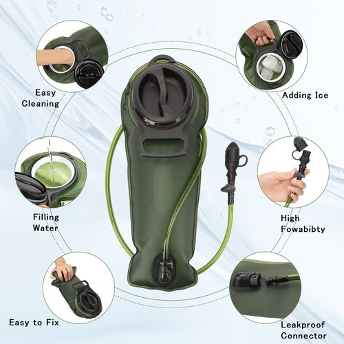 Small Hiking Backpack,Lightweight Water Backpack with 2L Water Bladder Phone Pocket Hydration Pack for Cycling Climbing Biking (Black)
