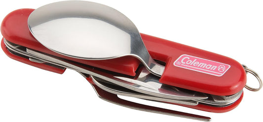 Coleman Camping Utensil Set Stainless Steel 4-in-1 Tool: Fork Knife Spoon & Bottle Opener for Outdoor Meals Ideal for Camping Backpacking Tailgating & Adventures