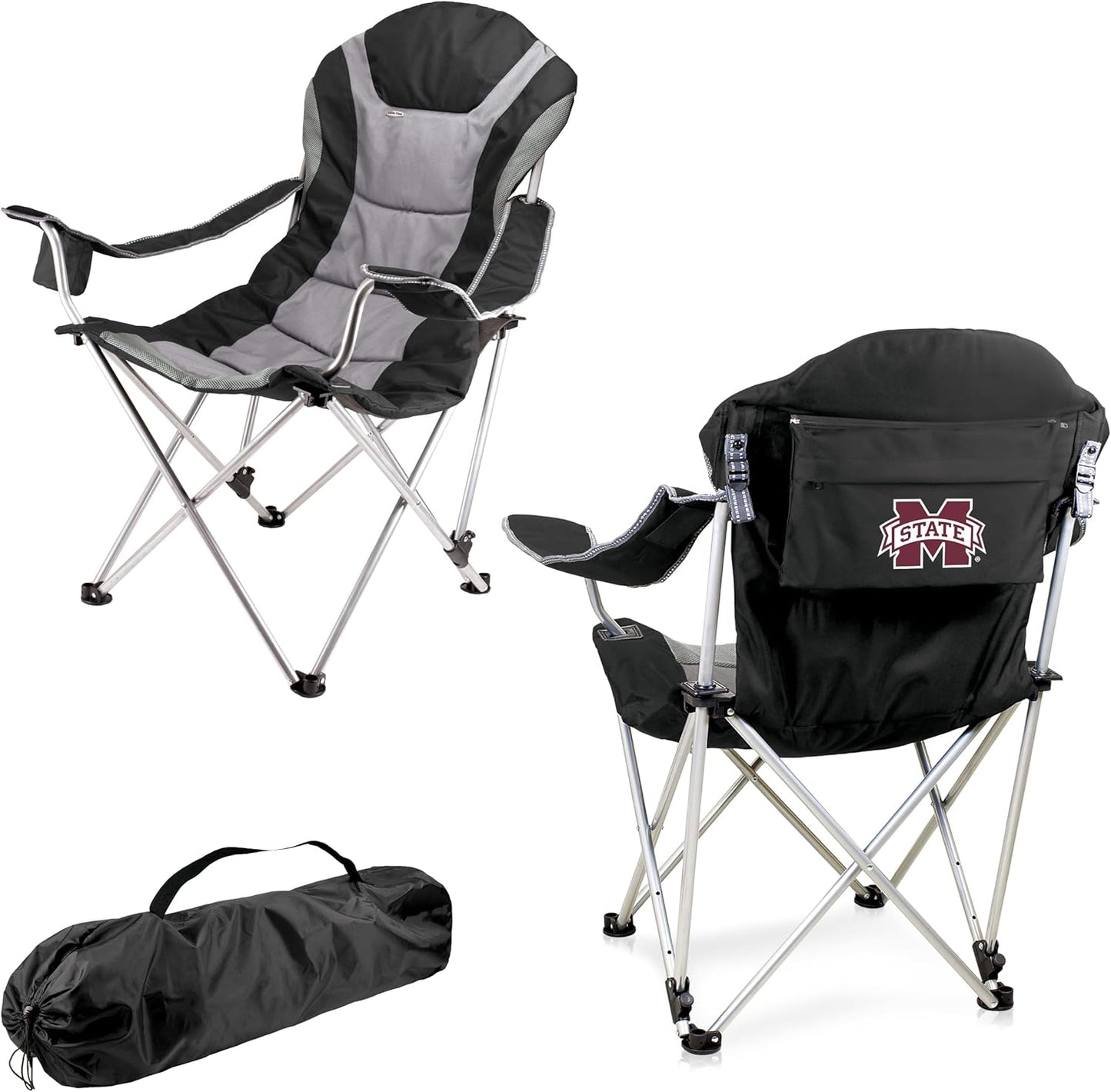 PICNIC TIME NCAA Arkansas Razorbacks Reclining Camp Chair - Beach Chair for Adults - Sports Chair with Carry Bag