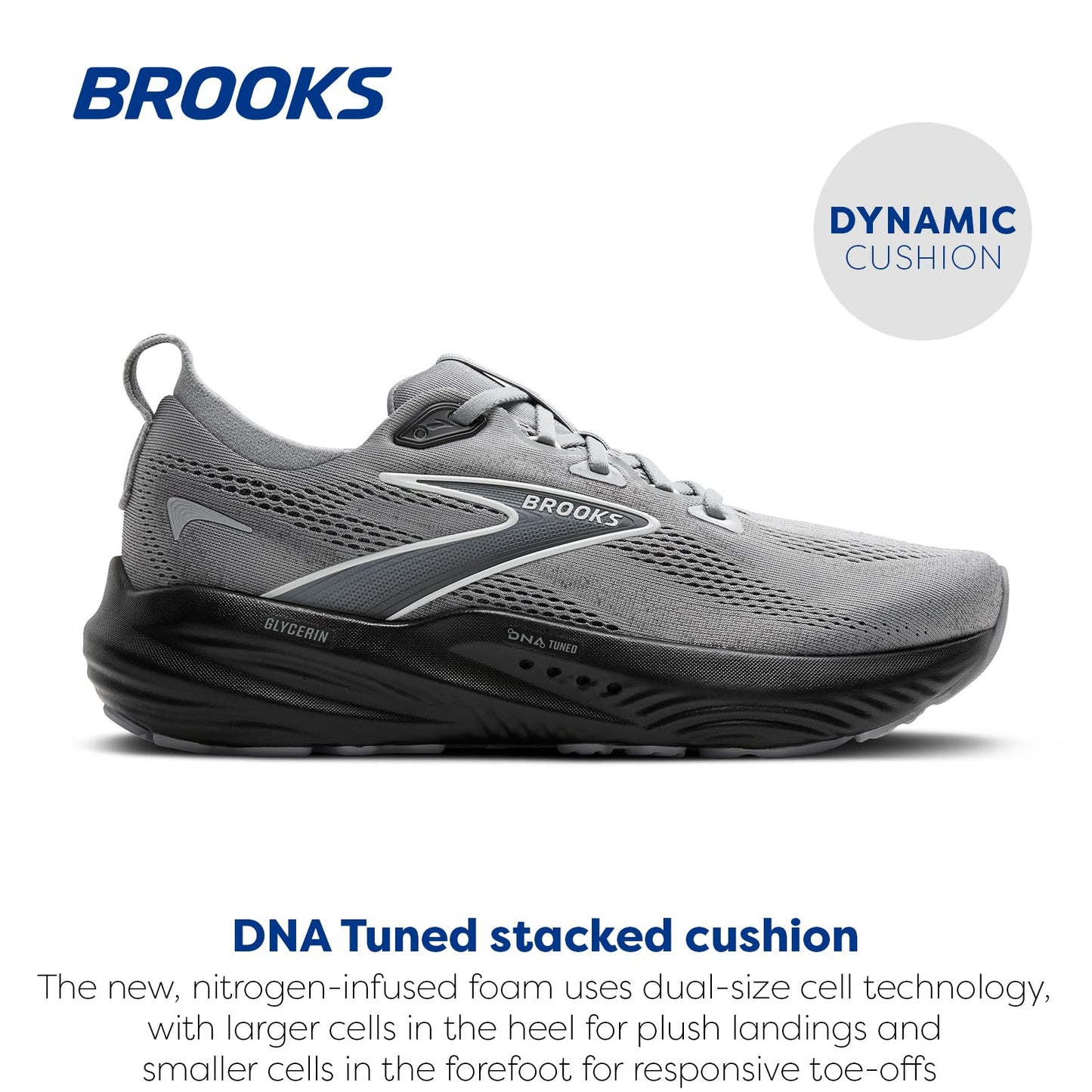Brooks Men’s Glycerin 22 Neutral Running Shoe - Primer Gray/Ebony/Bluewash - 10 Medium