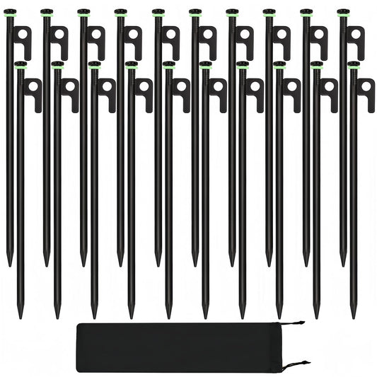20Pcs Tent Stakes, 16in Heavy Duty Tent Stakes, Dia 0.35" Forged Steel Stakes Heavy Duty for Tent Used on Rocks, Grassland, Snowfield(20Pcs 16in Stakes)