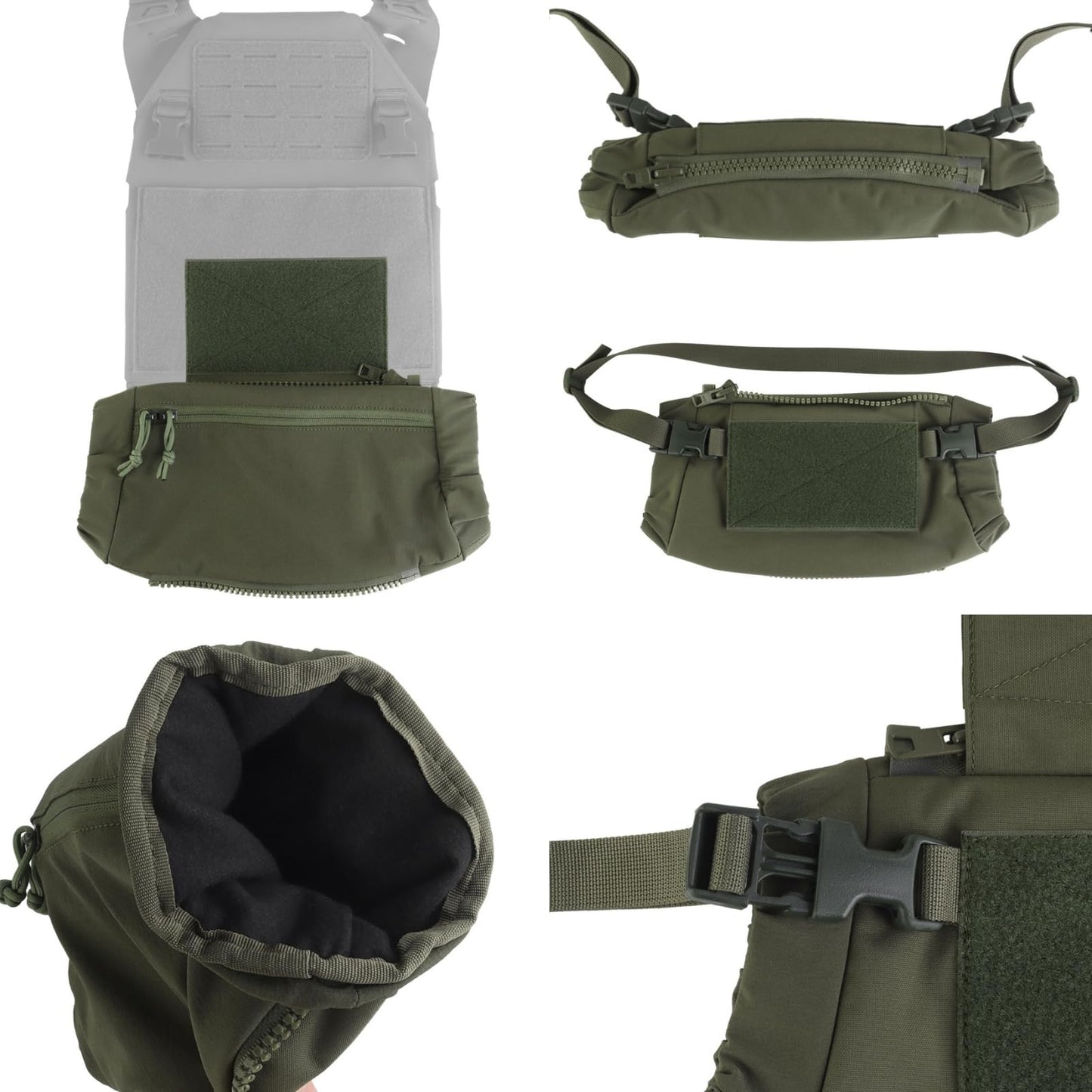 Hand Warmer Pouch Hand Muff for Winter Outdoor Rest. With Buckle Strap as Waist Bag EDC Fanny Pack. With Hook Loop for Plate Carrier Vest Chest Rig as Tactical Dangler Drop Pouch Handwarmer Muff (RG)