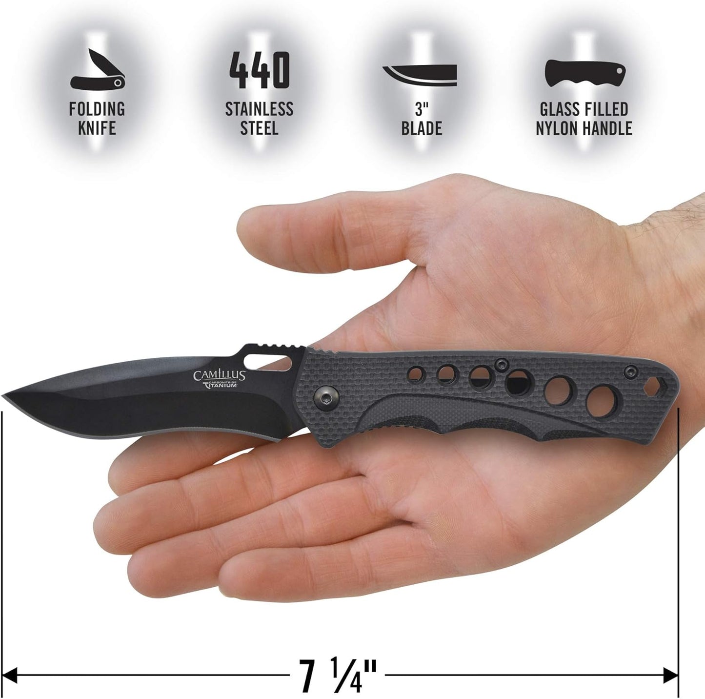 Camillus Rage / 7.25" Overall / 3" Blade/CARBONITRIDE Titanium™ / 440SS