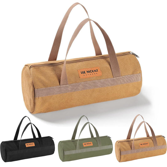 Tent Stakes Bag-Double Layer Thickened,Tent Pole Pegs Bag,Tent Camping Accessories Storage Bag,Canvas Tool Bag Organizer with Zipper for Outdoor,Hiking,(Brown35CM)