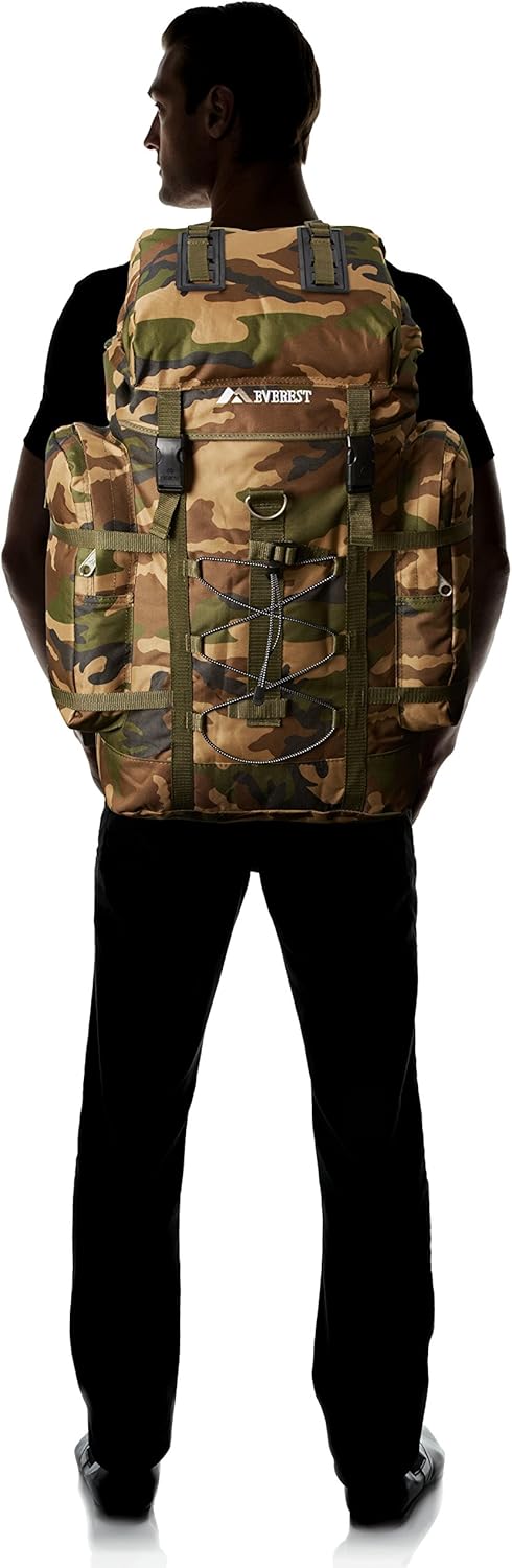 Everest Woodland Camo Hiking Pack, Camouflage, One Size