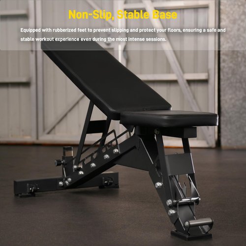 Heavy Duty Weight Bench for Full Body Workout, Multi-Position Adjustable Bench for Home Gym (Black/Gold)