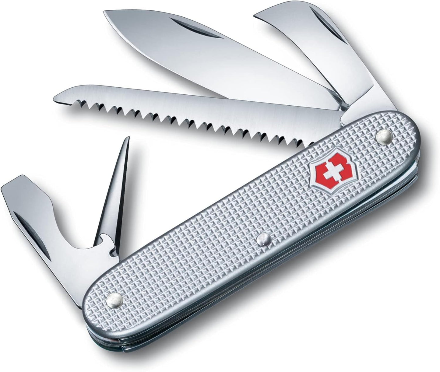 Victorinox Swiss Army 7 Swiss Army Knife, 7 Function Swiss Made Pocket Knife with 2 Blades (Large and Pruning Blade), Wood Saw and Bottle Opener - Silver