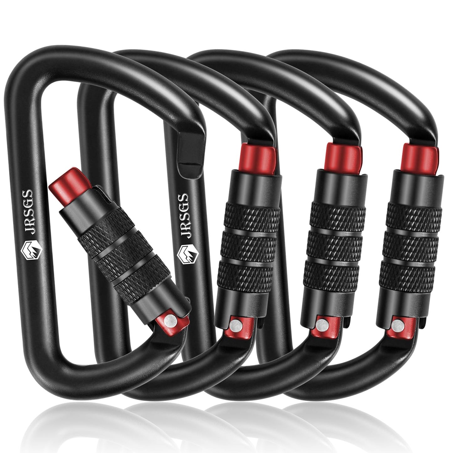 JRSGS Heavy Duty Locking Carabiner Clip 12KN Auto Locking Carabiner 7075 Aluminum Material, Lightweight and Strong, Easy to Carry, Suitable for Hiking, Hammock, Suspension, Gym, Keychain, Dog Leash.