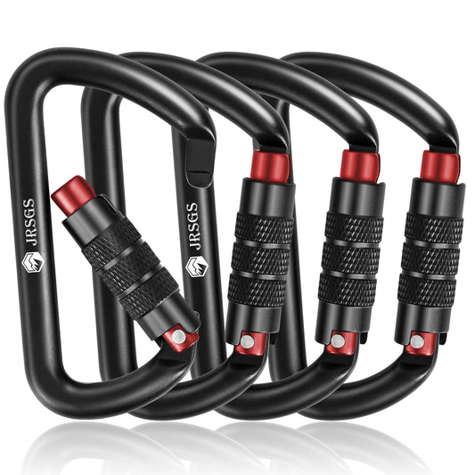 JRSGS Heavy Duty Locking Carabiner Clip 12KN Auto Locking Carabiner 7075 Aluminum Material, Lightweight and Strong, Easy to Carry, Suitable for Hiking, Hammock, Suspension, Gym, Keychain, Dog Leash.