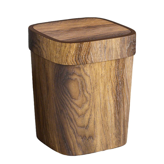 Wood Trash Can - Rectangle Toilet Garbage Bin | Wood Bathroom Accessories, 12L Odor-Proof Trash Can with Swing Lid for Kitchen Laundry Room Under Sink Storage Farmhouse Apartment Living