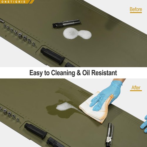 OneTigris Gun Clean Mat Magnectic for Table, Extra Large 48"x16" for AR 1911 Rifle Anti-Slip Rubberized Repair Mat for Gun Parts, Protects Work Surface from Solvents and Oils