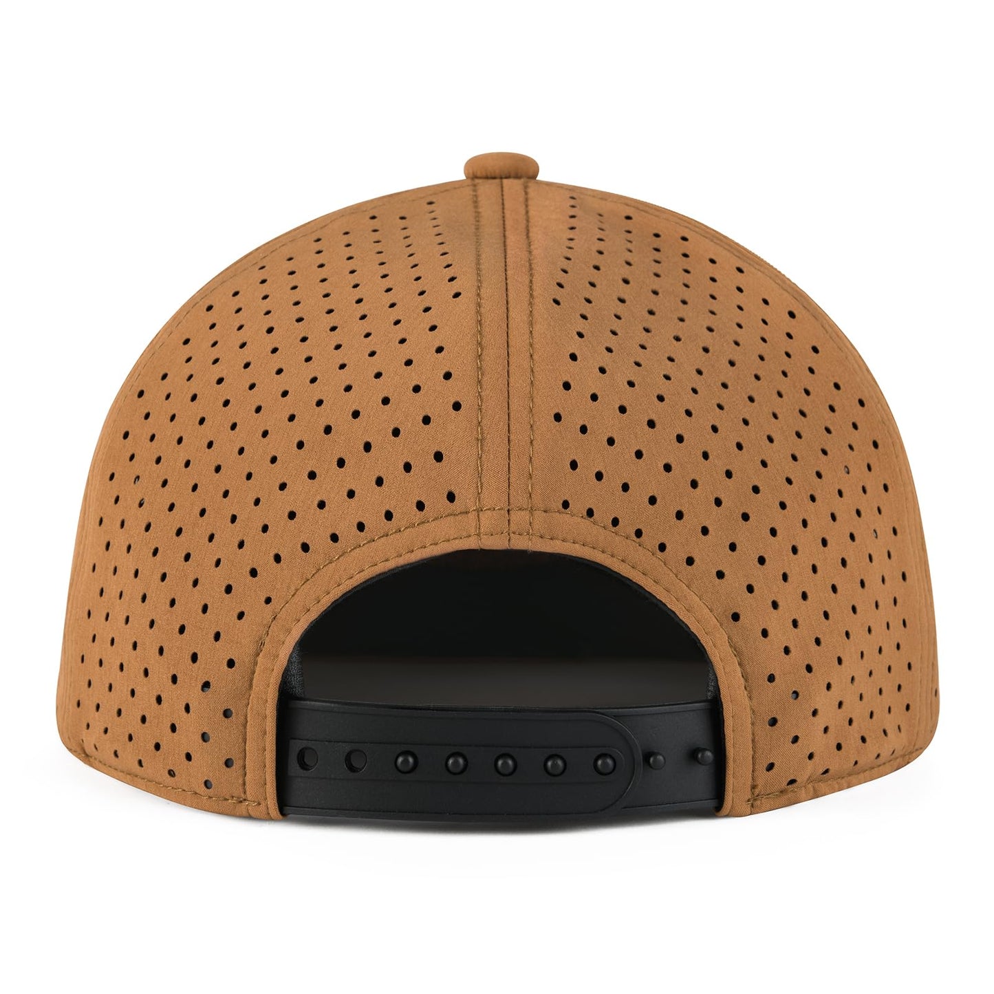 FEINION Men Flat Brim Adjustable Performance Hat Snapback Laser Perforated Baseball Cap (Brown)