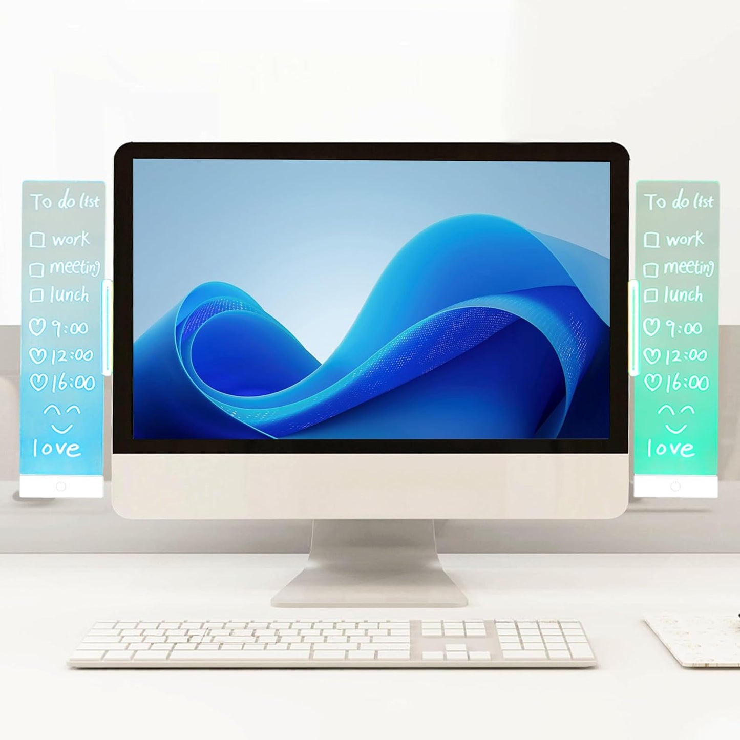 LED Memo Board with Sticky Note Holder, Clear Acrylic Computer Monitor Organizer, Office Supplies, Work from Home Essentials, Multifunction Workspace Accessories
