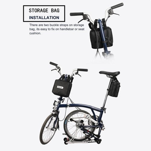 SUNELFFY Folding Bike Bag for 14-20inch Bicycle Carry Bike Bag for Brompton Travel Case Bike Transport Bag for Car Train Air Travel Portable, Black