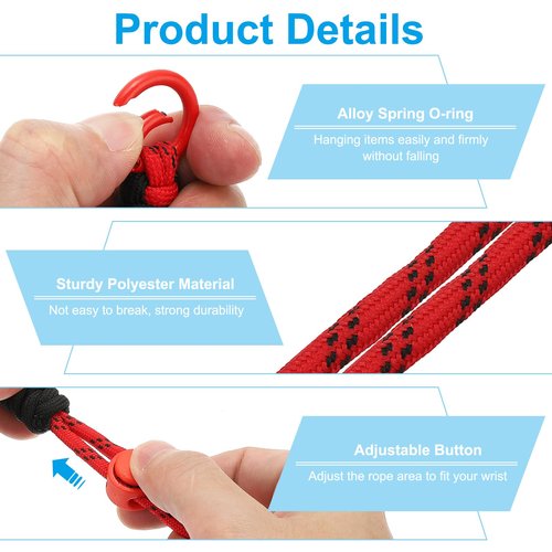 PATIKIL Paracord Lanyard Keychain, 2Pcs Cell Phone Keychain Rope Wrist Lanyards Braided Strap with Spring Ring for Hanging Key, Wavy Design, Pink, Green, Sky Blue