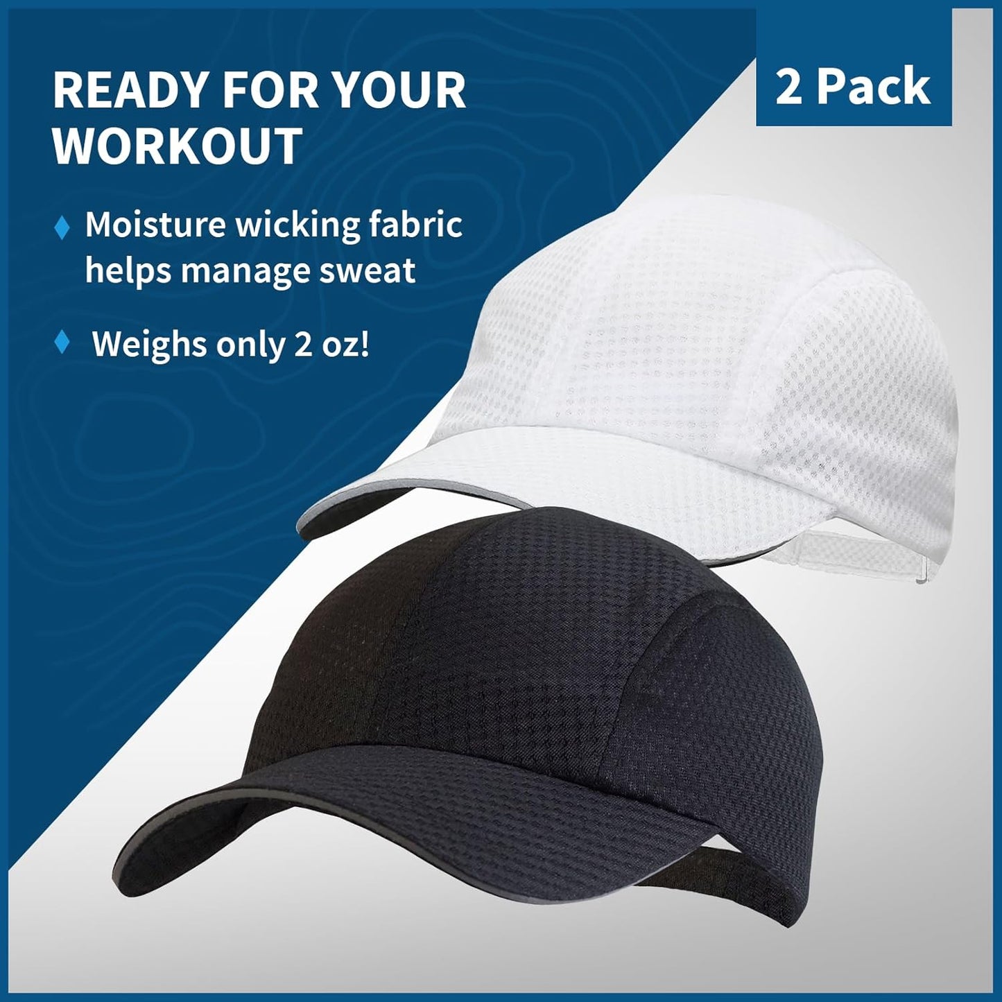 TrailHeads Performance Mens Running Hat - Lightweight, Quick Dry Workout Hats for Men - Athletic Sports Cap for Tennis, Gym