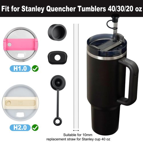Spill Stopper for Stanley Cup, Anti Leak Stoppers for Stanley 40 oz 30 oz H1.0/H2.0, black, 2 Sets