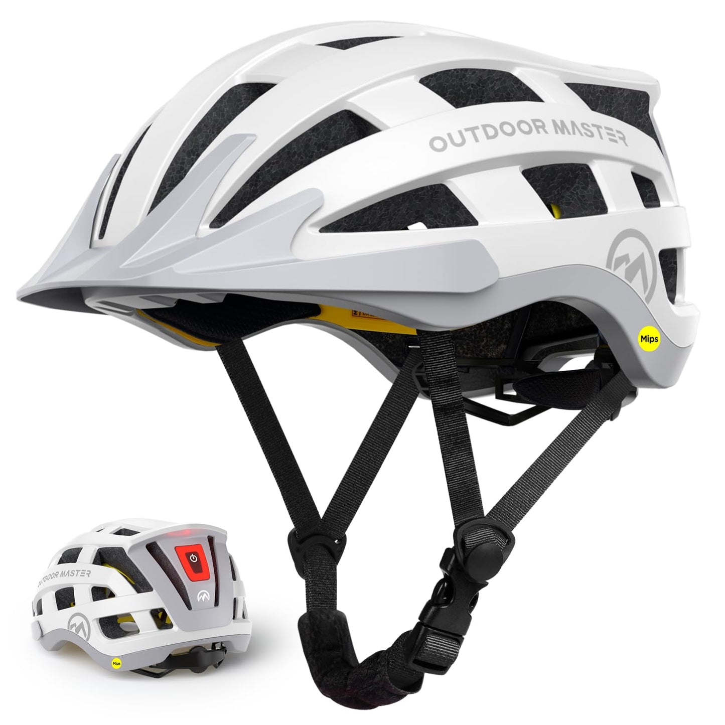 OutdoorMaster Gem II MIPS Bike Helmet with Light - Lightweight Cycling Helmet,Mountain Road Bicycle Helmet for Youth & Adult