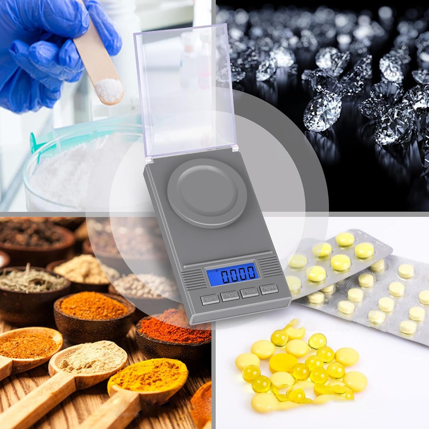Fuzion Milligram Scale 50g/ 0.001g, Portable mg Scale with LCD Backlit, Tare, Digital Jewelry Scale, Microgram Scale for Powder, Gold, Gem, Reloading, Batteries Included