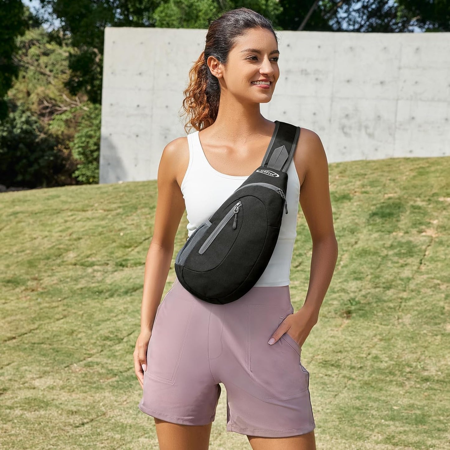 G4Free Sling Bag for Men Women, Small Crossbody Backpack Lightweight Chest Shoulder Bags for Travel, Outdoor and Sports (Black)