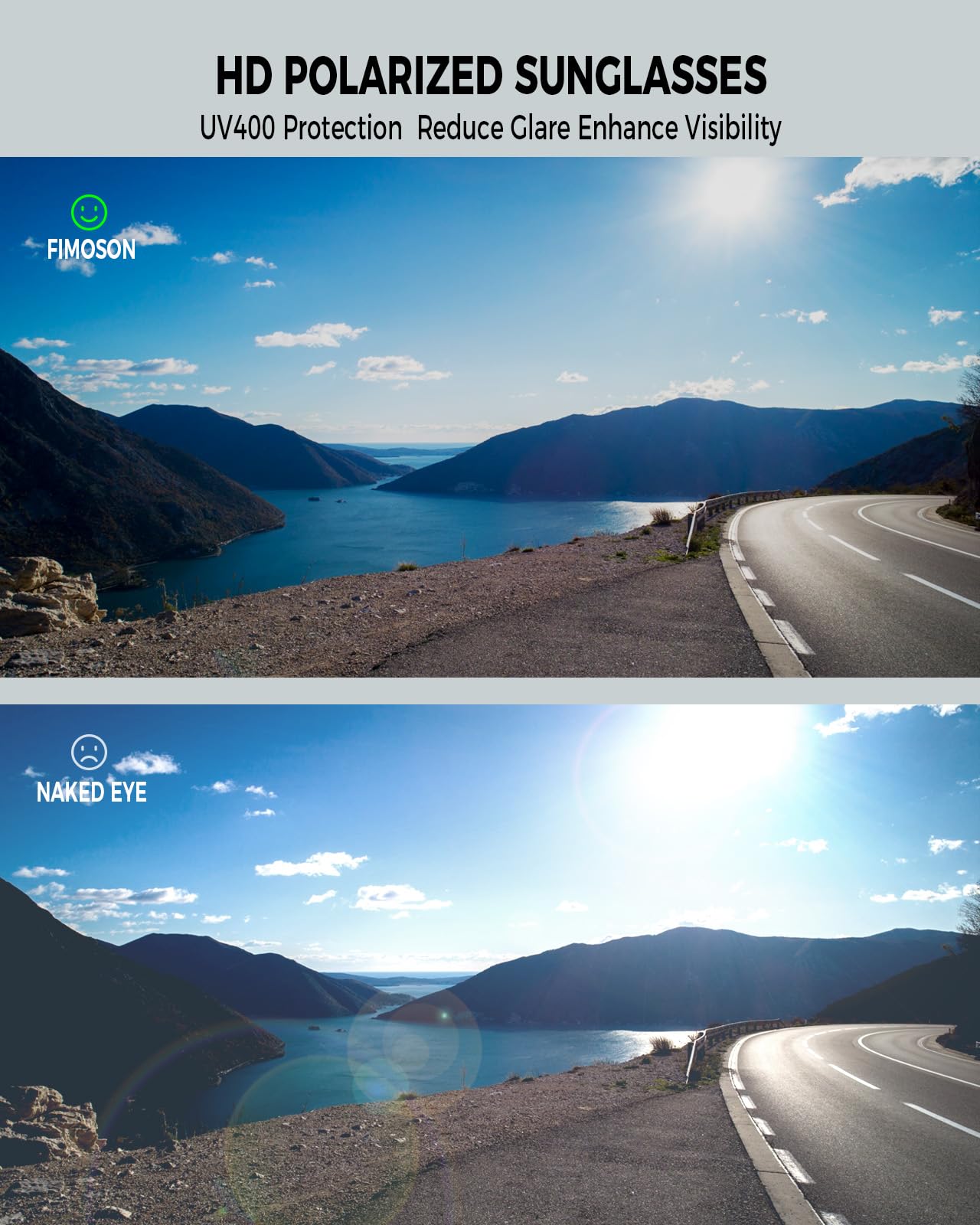 FIMOSON 2pcs Sports Sunglasses Men Polarized Sunglasses for Men and Women, Retro Sun Glasses Driving Fishing UV400 Protection