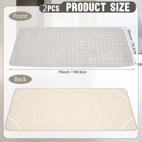 Threehoney 2 Pack Cot Mattress Topper Pad Quilted Foam Camping Single Soft Portable Sleeping Topper with Storage Bag Waterproof Non-Slip Bottom for Camp Cot Rv Bunk Narrow Twin Beds, 75 x 30 Inch