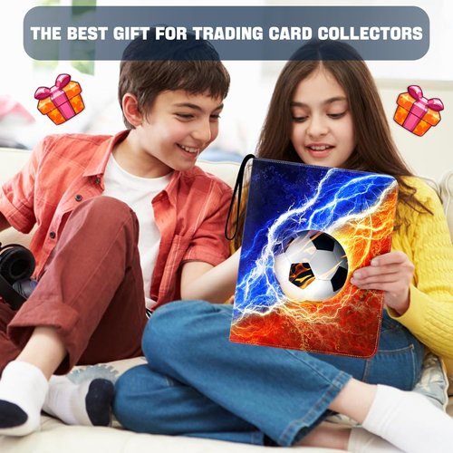 LOMONEH Soccer Card Binder 9 Pocket Fits 900 Cards, Trading Card Holder with 50 Removable Sleeves for 2024 Euro Soccer Cards,Hockey, Football, Basketball, Baseball, Sports, MTG, Games Trading Cards