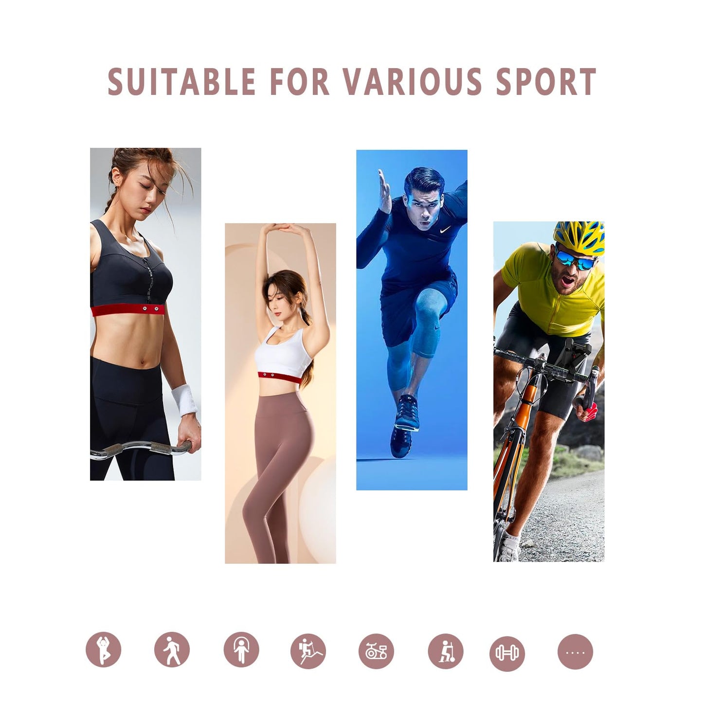 Fitcent Heart Rate Monitor Chest Replacement Strap Adjustable Soft Belt Compatible for Myzone MZ-3 MZ-1 (Not for Myzone Switch)