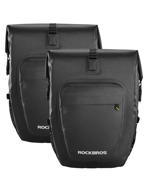 ROCKBROS Bike Pannier Waterproof 27L Large Capacity Bike Bag Rear Rack Bicycle Pannier Bag Waterproof for Grocery Touring Cycling Upgrade Black * 2