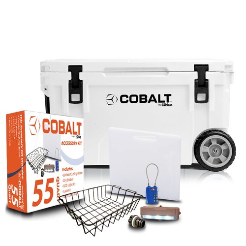 Cobalt 55 Quart White Roto Molded Cooler with Accessory Kit