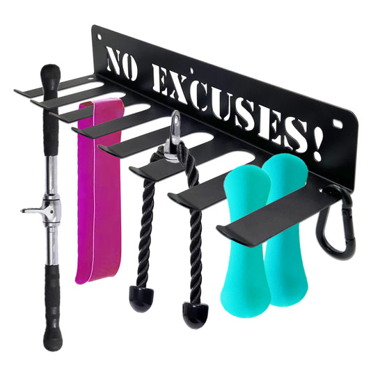 Home Gym Essentials - 16.7 Inch, 8 Hook Gym Storage Rack for Dumbbells, Resistance Bands, Barbell Bars, Jump Ropes & Lifting Belts