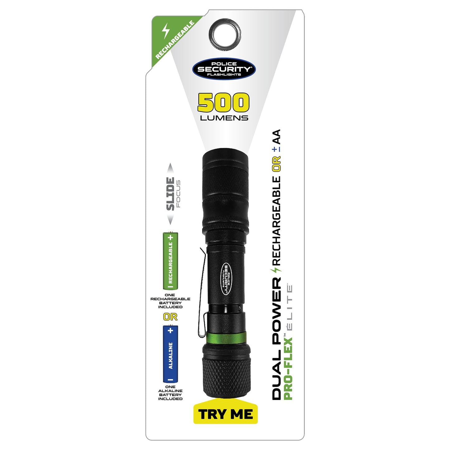 Police Security - Proflex Flashlight - 500 Lumens - Water Resistant